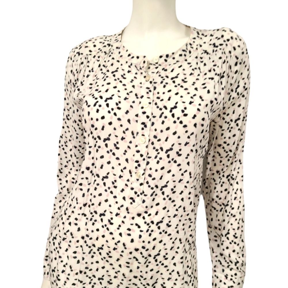 Loft White Patterned Blouse Small - image 4